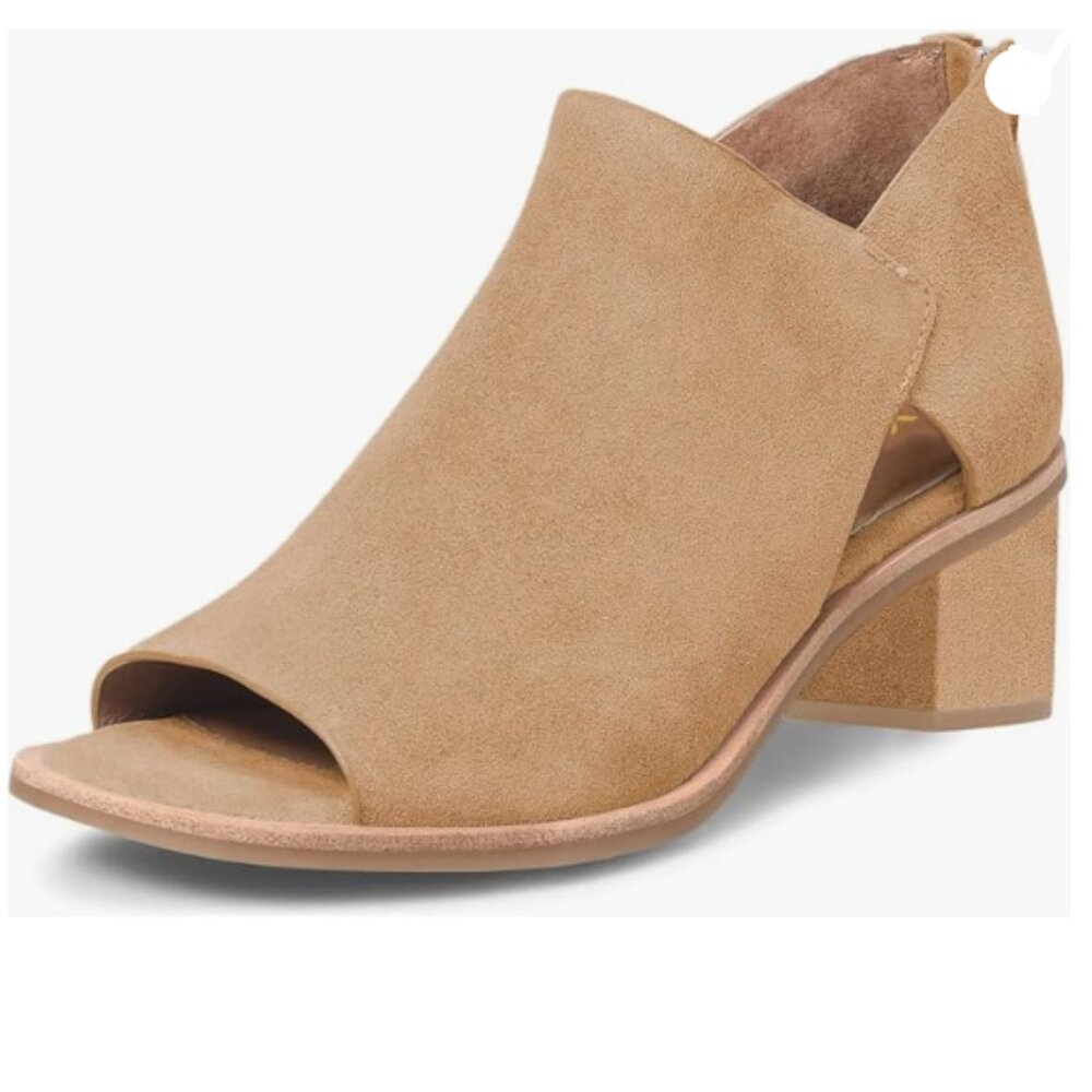 YDN Khaki Peep Toe Low Block Heels Back Zipper Sandal Ankle Boots Comfy Shoes